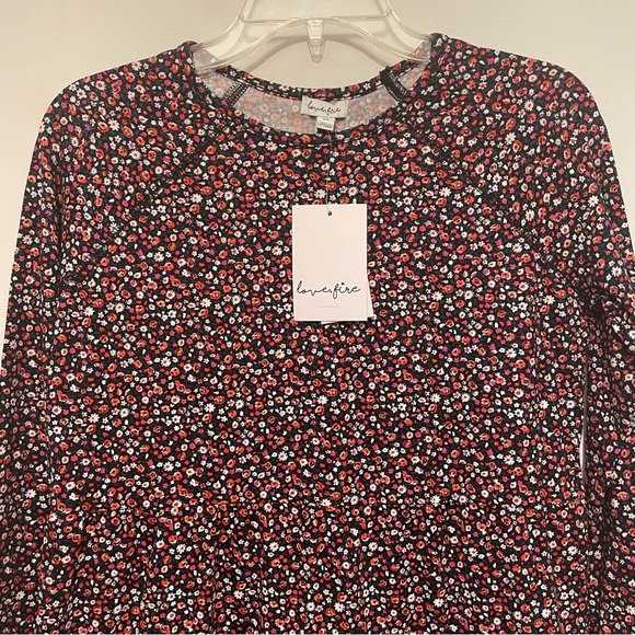 Love, Fire Multicolor Floral Mini Dress Juniors Large Long Sleeve Jersey Soft - Picture 2 of 9